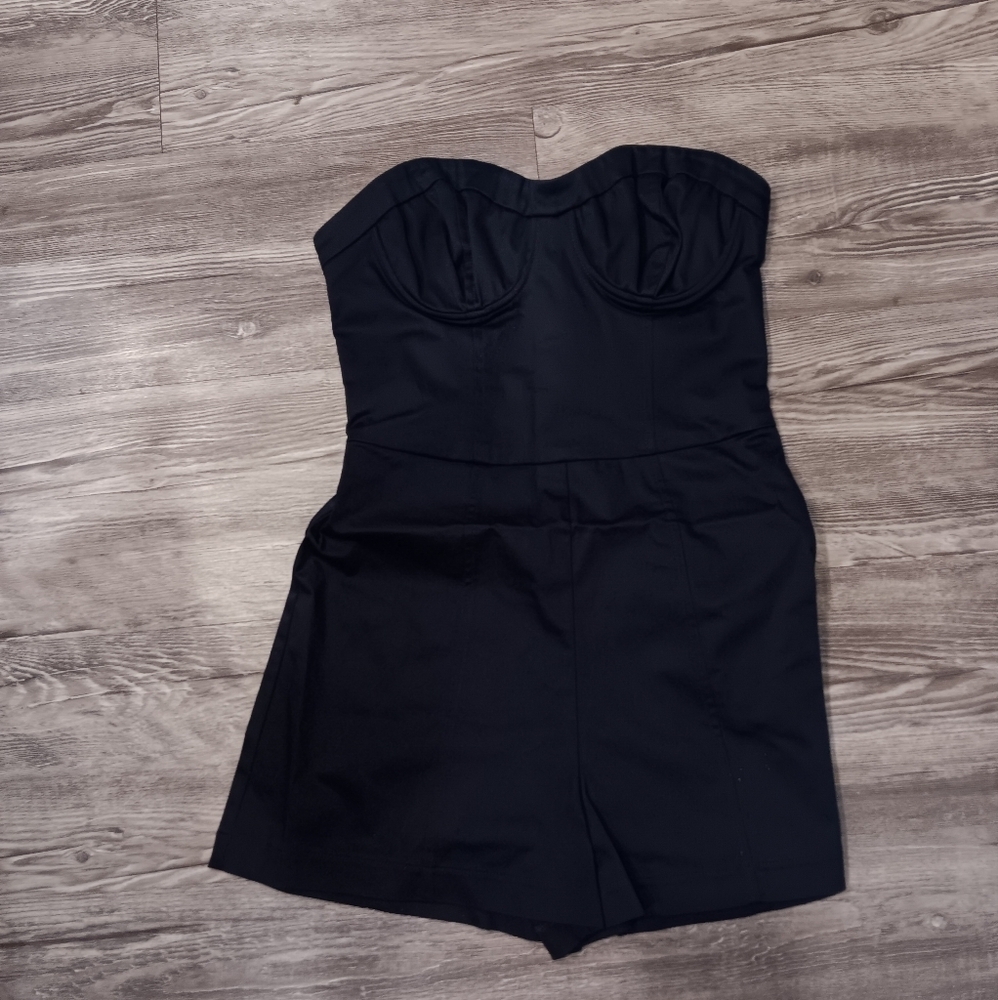 Anthropologie Black Strapless Romper